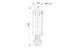 Grundfos Unterwasserpumpe in seitlicher Ansicht mit Abmessungen und Anschlüssen. Schmale Bauform mit vertikaler Anordnung für den Einsatz in Wasserversorgungsanwendungen.